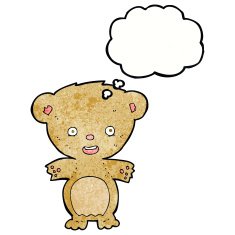 cartoon teddy bear with thought bubble N116