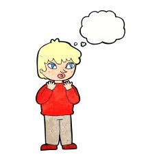 cartoon worried person with thought bubble N10