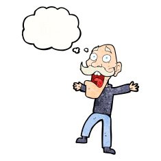 cartoon shocked old man with thought bubble N31