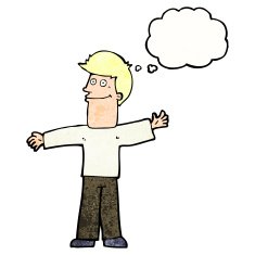 cartoon happy man with thought bubble N462