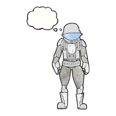 cartoon astronaut with thought bubble N122