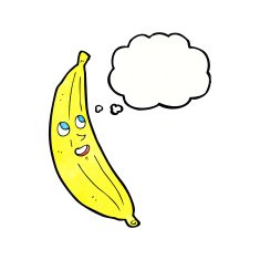 cartoon happy banana with thought bubble N6