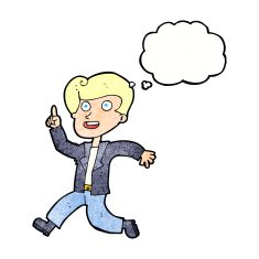 cartoon man with great idea thought bubble N31
