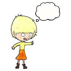 cartoon woman stressing out with thought bubble N21