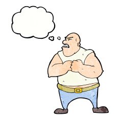 cartoon violent man with thought bubble N20