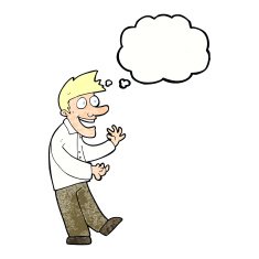 cartoon excited man with thought bubble N70