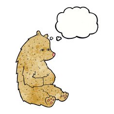 cute cartoon bear with thought bubble N3