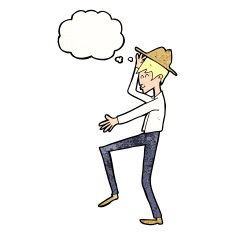 cartoon fashionable man with thought bubble N10