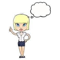 cartoon pretty girl with idea thought bubble N29