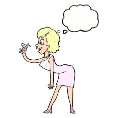 cartoon woman with drink thought bubble N9