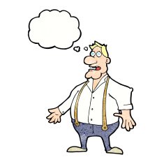 cartoon shocked man with thought bubble N110