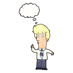 cartoon man with question thought bubble N10
