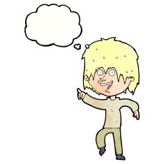 cartoon happy boy with thought bubble N237