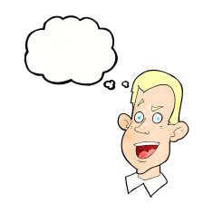 cartoon male face with thought bubble N21