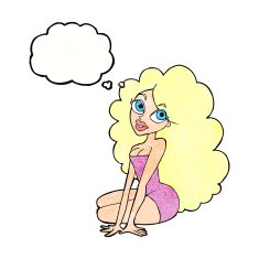 cartoon pretty woman with thought bubble N272