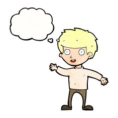 cartoon happy boy with thought bubble N238