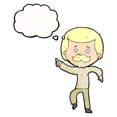 cartoon dancing dad with thought bubble N10