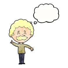 cartoon man with idea thought bubble N111