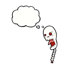 funny cartoon skull with thought bubble N23