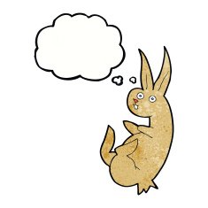 cue cartoon rabbit with thought bubble N11