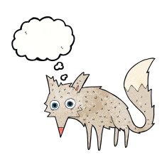 funny cartoon wolf with thought bubble N3