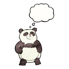 cartoon panda with thought bubble N3
