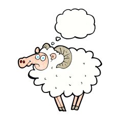 cartoon ram with thought bubble N3