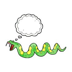 cartoon poisonous snake with thought bubble N7