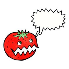 cartoon tomato with thought bubble N47