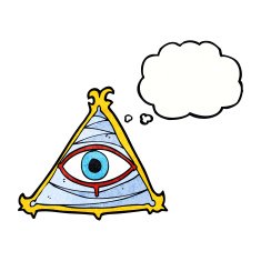 cartoon mystic eye symbol with thought bubble N3