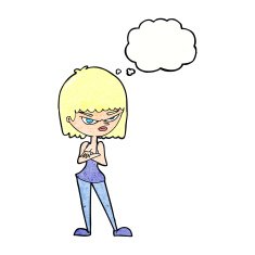 cartoon angry woman with thought bubble N21