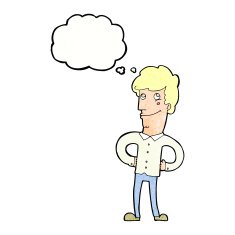 cartoon happy man with thought bubble N463