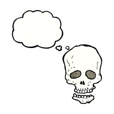 cartoon skull with thought bubble N31