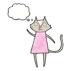 cute cartoon cat waving with thought bubble N3