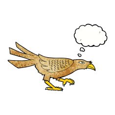 cartoon bird with thought bubble N268