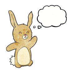 cartoon happy rabbit with thought bubble N11