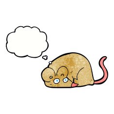 cartoon mouse with thought bubble N18