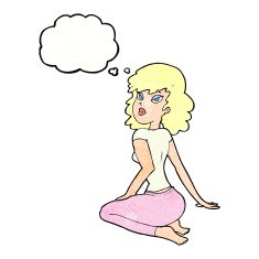 cartoon pretty woman with thought bubble N273