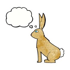 cartoon rabbit with thought bubble N90