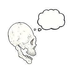 skull illustration with thought bubble N6
