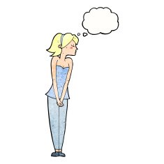 cartoon pretty woman with thought bubble N276