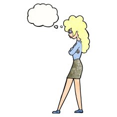 Cartoon Annoyed Woman With Thought Bubble N184