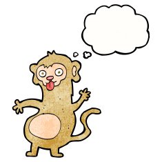 funny cartoon monkey with thought bubble N10