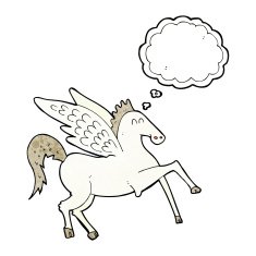 cartoon pegasus with thought bubble N5