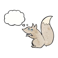 cartoon squirrel with thought bubble N18