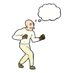 cartoon victorian boxer with thought bubble N7