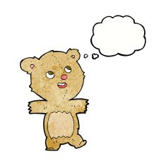cartoon teddy bear with thought bubble N117