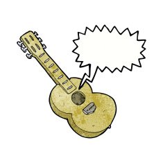 cartoon guitar with thought bubble N3