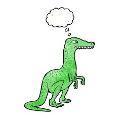 cartoon dinosaur with thought bubble N40
