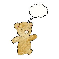 cartoon teddy bear with thought bubble N119